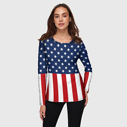 Лонгслив женский Флаг США, цвет: 3D-принт — фото 2