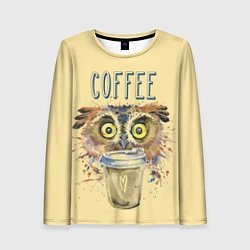 Женский лонгслив Owls like coffee