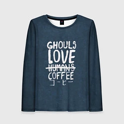 Лонгслив женский Ghouls Love Coffee, цвет: 3D-принт