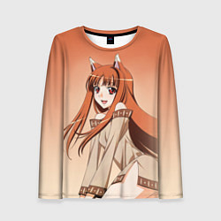 Женский лонгслив Милая аниме девочка-оборотень - Волчица и пряности