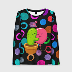 Женский лонгслив Влюбленные кактус и шарик