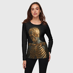 Лонгслив женский Скелет В Золоте, цвет: 3D-принт — фото 2