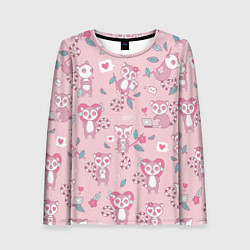 Лонгслив женский Лемуры любовь розовый фон, цвет: 3D-принт