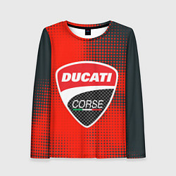 Лонгслив женский Ducati Corse logo, цвет: 3D-принт