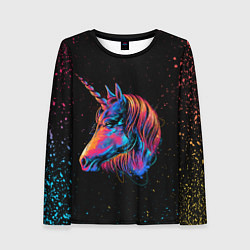 Лонгслив женский ЕДИНОРОГ UNICORN RAINBOW, цвет: 3D-принт