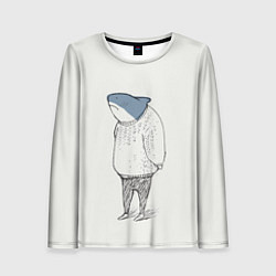 Лонгслив женский Акула в свитере, цвет: 3D-принт