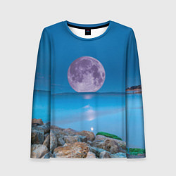 Лонгслив женский Лунный пляж, цвет: 3D-принт