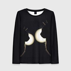 Лонгслив женский Пара Силуэты черных кошек, цвет: 3D-принт