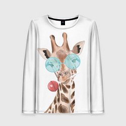 Лонгслив женский Жираф в очках, цвет: 3D-принт