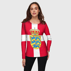 Лонгслив женский Дания Герб и флаг Дании, цвет: 3D-принт — фото 2
