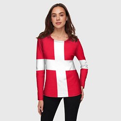 Лонгслив женский Дания Флаг Дании, цвет: 3D-принт — фото 2