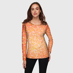 Лонгслив женский Оранжевая пиксель абстракция, цвет: 3D-принт — фото 2