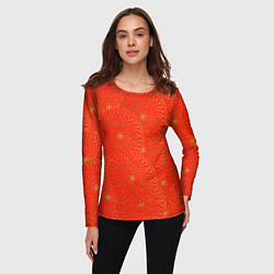 Лонгслив женский ЗОЛОТЫЕ ХРИЗАНТЕМЫ ПАТТЕРН, цвет: 3D-принт — фото 2