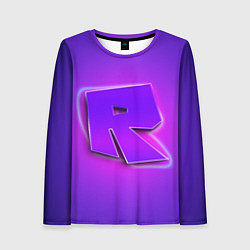 Лонгслив женский ROBLOX NEON LOGO РОБЛОКС, цвет: 3D-принт