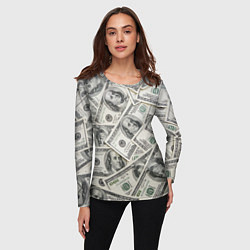 Лонгслив женский Dollars money, цвет: 3D-принт — фото 2