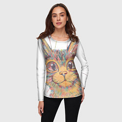 Лонгслив женский A 018 Цветной кот, цвет: 3D-принт — фото 2
