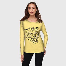 Лонгслив женский Тигр на золотом фоне, цвет: 3D-принт — фото 2