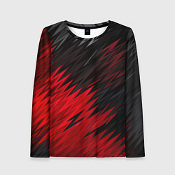 Лонгслив женский ЧЁРНО КРАСНЫЕ КРАСКИ RED BLACK STRIPES, цвет: 3D-принт