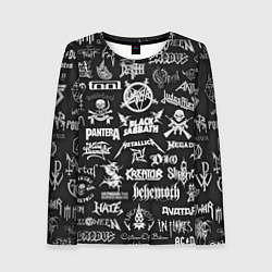 Женский лонгслив ЛОГОТИПЫ МЕТАЛ ГРУПП METAL BANDS LOGO