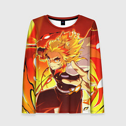 Лонгслив женский Ренгоку Кёджуро, Клинок рассекающий демонов, цвет: 3D-принт
