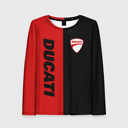 Лонгслив женский DUCATI BLACK RED BACKGROUND, цвет: 3D-принт