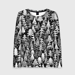 Лонгслив женский Лес абстрактных ёлок, цвет: 3D-принт