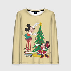 Лонгслив женский Happy New Year Mickey and Minnie, цвет: 3D-принт