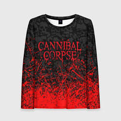 Женский лонгслив CANNIBAL CORPSE, БРЫЗГИ КРАСОК ЧЕРЕПА