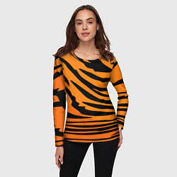 Лонгслив женский Шкура шерсть тигра, цвет: 3D-принт — фото 2