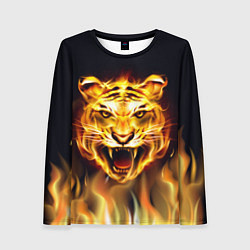 Лонгслив женский Тигр В Пламени, цвет: 3D-принт