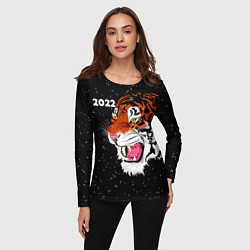 Лонгслив женский Рычащий Тигр и Снегопад 2022, цвет: 3D-принт — фото 2
