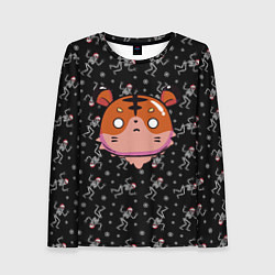 Лонгслив женский Тигр Dark скелеты, цвет: 3D-принт