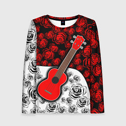 Лонгслив женский Гитара Розы Контраст, цвет: 3D-принт