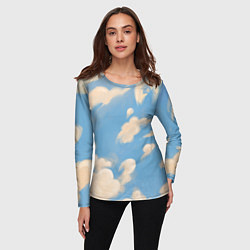 Лонгслив женский Рисунок голубого неба с облаками маслом, цвет: 3D-принт — фото 2