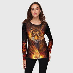 Лонгслив женский Огненный тигр Сила огня, цвет: 3D-принт — фото 2