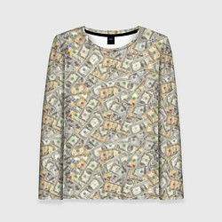 Лонгслив женский Доллары 1, 2, 10, 100 банкноты, цвет: 3D-принт
