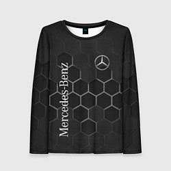 Лонгслив женский Mercedes-Benz black соты, цвет: 3D-принт