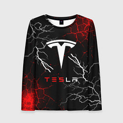 Женский лонгслив Tesla Трещины с молниями