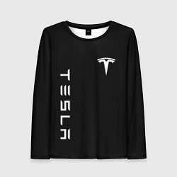Лонгслив женский Tesla Тесла логотип и надпись, цвет: 3D-принт