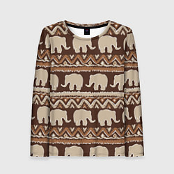 Лонгслив женский Слоны паттерн, цвет: 3D-принт