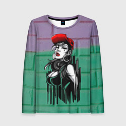 Женский лонгслив Девушка в красной кепке