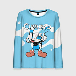 Лонгслив женский Cuphead синяя чашечка, цвет: 3D-принт