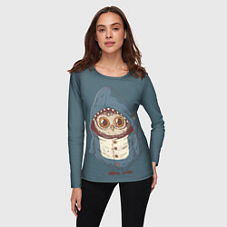 Лонгслив женский Совушка-в костюме акулы, цвет: 3D-принт — фото 2