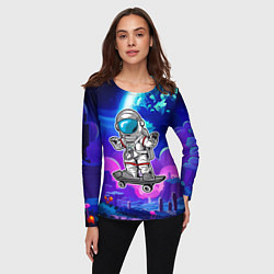 Лонгслив женский Космонавт - скейтер, цвет: 3D-принт — фото 2
