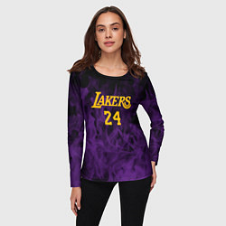 Лонгслив женский Lakers 24 фиолетовое пламя, цвет: 3D-принт — фото 2