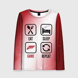 Лонгслив женский Eat Sleep Forza Horizon Repeat, цвет: 3D-принт