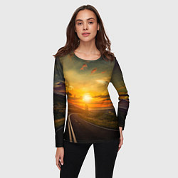 Лонгслив женский Закат у океана, цвет: 3D-принт — фото 2