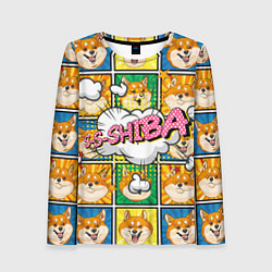 Лонгслив женский Pop art shiba inu, цвет: 3D-принт