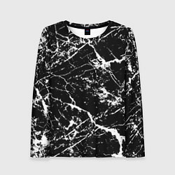Лонгслив женский Текстура чёрного мрамора Texture of black marble, цвет: 3D-принт