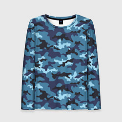 Женский лонгслив Камуфляж Тёмно-Синий Camouflage Dark-Blue